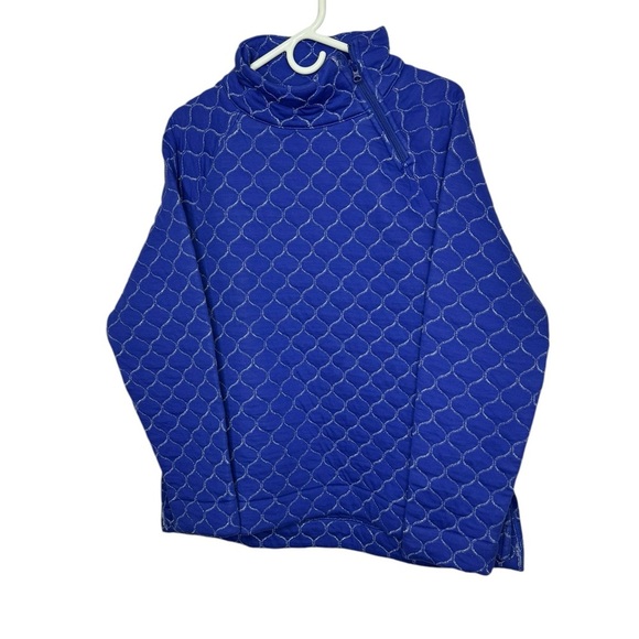 Talbots Women's Asymmetrical Zip Quilted Pullover size large  Blue NWT - Picture 1 of 7